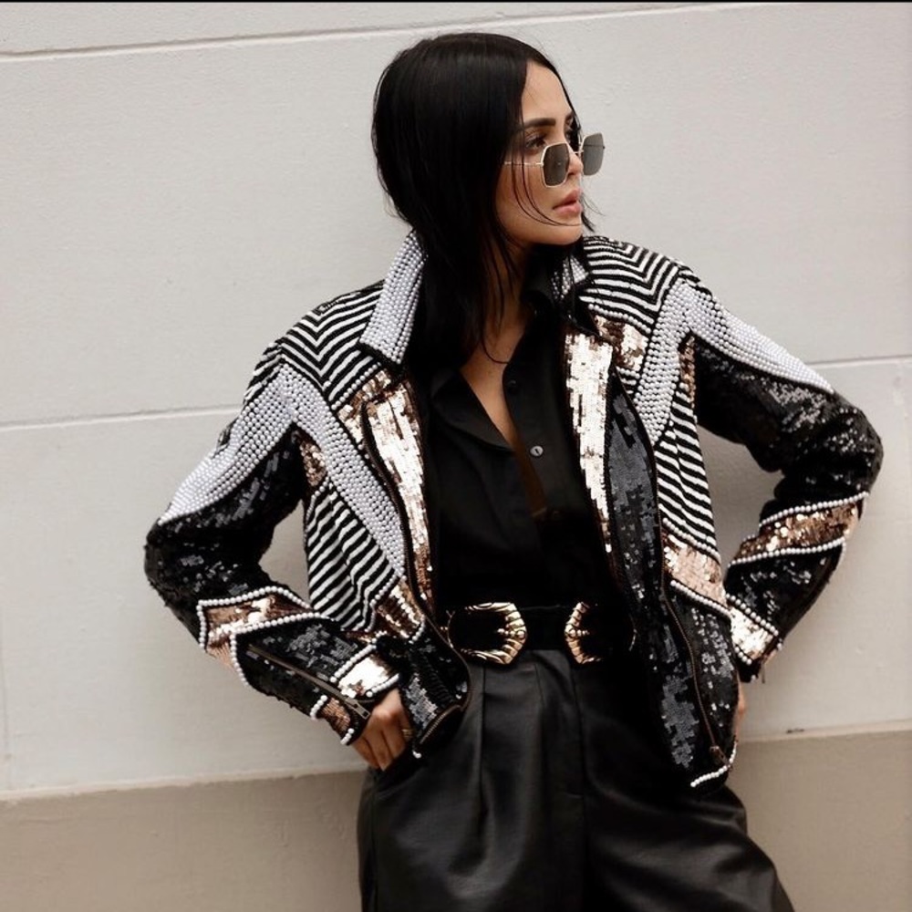Seta pearl sequin radioactive jacket